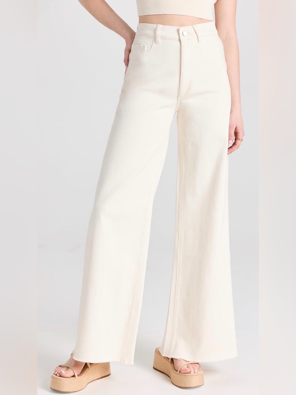 Brand New DL1961 Hepburn Wide Leg Jeans in Ecru